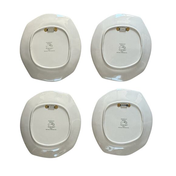 Set of 4 Pacific Rim Plates Palm Tree Green Red Border Wall Hanging Decor EUC - Picture 7 of 9